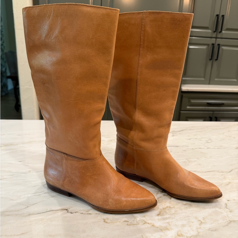 Vintage Flings Leather Boots Dressage Tall Boot Soft Light Brown Riding 8M